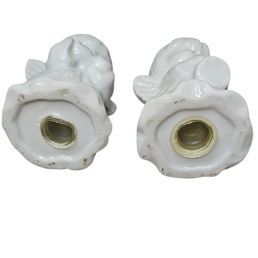 Vntg. Holiday Halo Angels Salt & Pepper‎ Shakers, White Porcelain, Pre-Owned